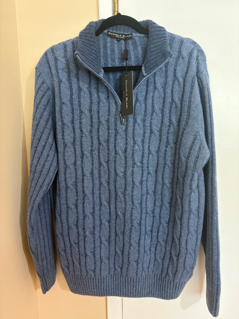 Daniele Blasi Wool Cable Knit Quarter Zip Sweater L NWT
